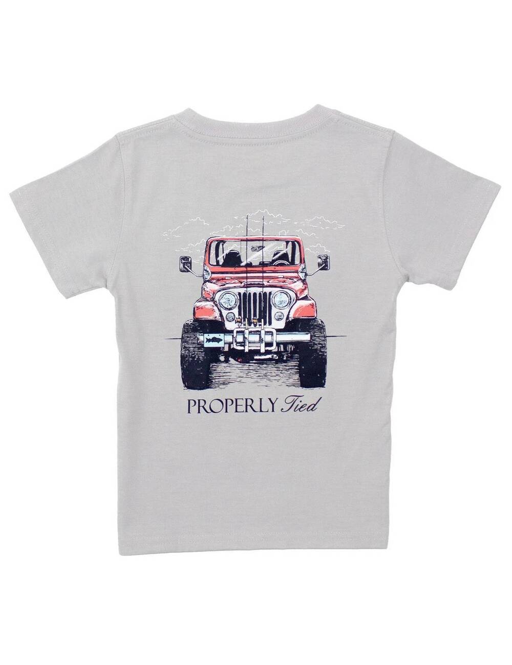 NEW PROPERLY TIED boy's rod runner short sleeve tee in ice grey